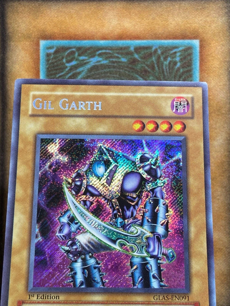 Yugioh Gil Garth GLAS-EN091 Secret Rare 1st Ed North American Print LP-2