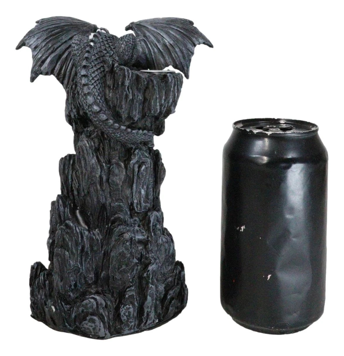 Dark Rocky Mountain Chernos Dragon Backflow Incense Tower Burner Statue-11