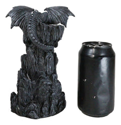 Dark Rocky Mountain Chernos Dragon Backflow Incense Tower Burner Statue-11