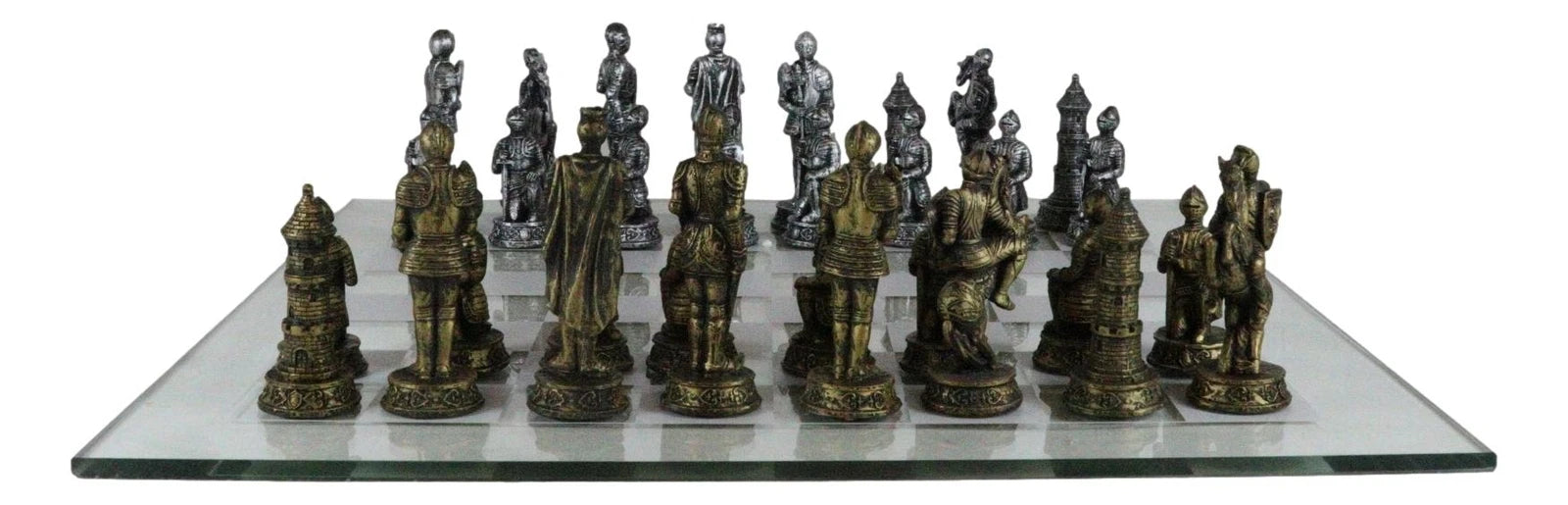Medieval Warfare Age Of Knights & Kings Resin Chess Pieces With Glass Board Set-7