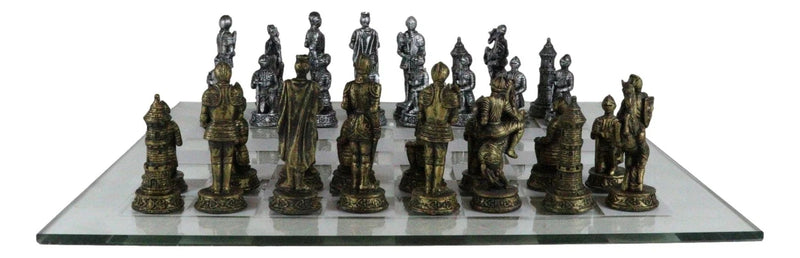 Medieval Warfare Age Of Knights & Kings Resin Chess Pieces With Glass Board Set-7