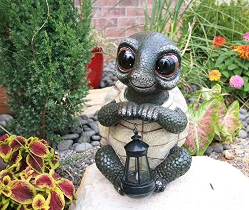 Marine Coastal Baby Turtle Tortoise Statue Carrying Solar LED Lantern Light-8