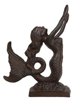 Cast Iron Rustic Nautical Siren Mermaid With Curling Tail Door Stopper Doorstop-8
