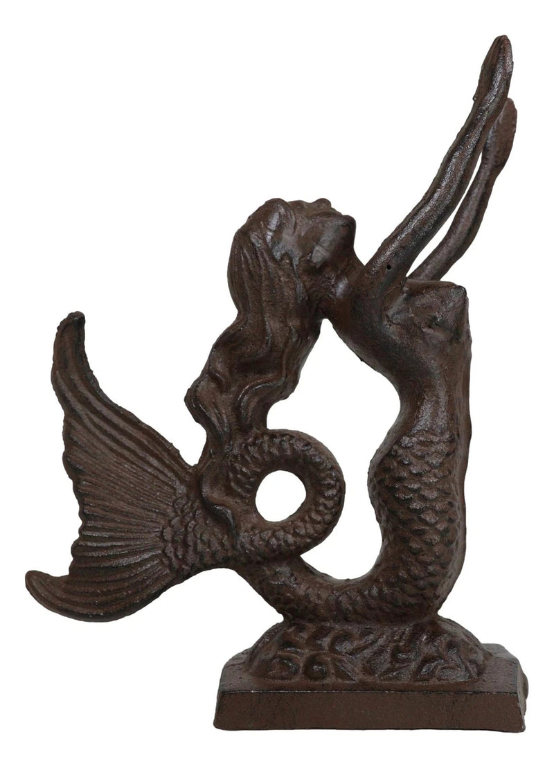 Cast Iron Rustic Nautical Siren Mermaid With Curling Tail Door Stopper Doorstop-8