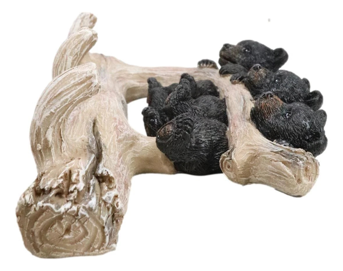Rustic 3 Naughty Black Bears Dangling On Tree Branch 3 Pegs Triple Wall Hook-8