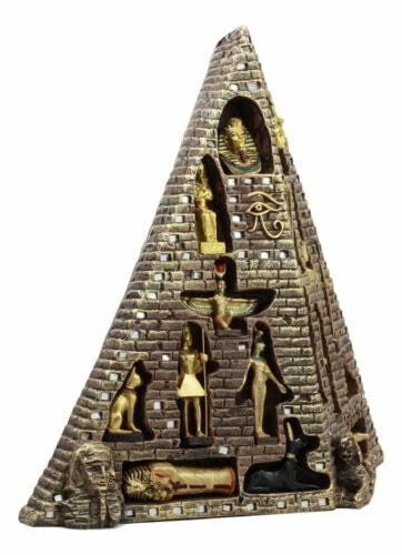 Egyptian Pyramid Statue With 16 Miniature Gods Anubis Osiris Isis Maat Bastet-4