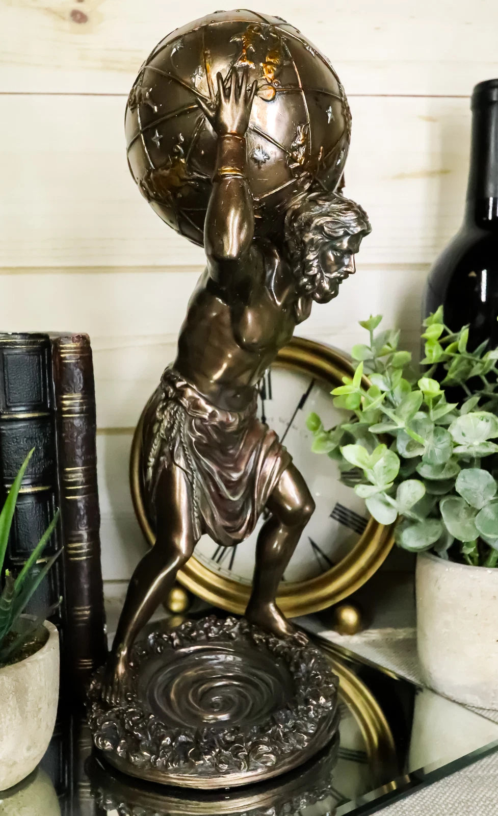 Greek God Primordial Titan Atlas Holding The World Globe Statue 11.75"Tall-7