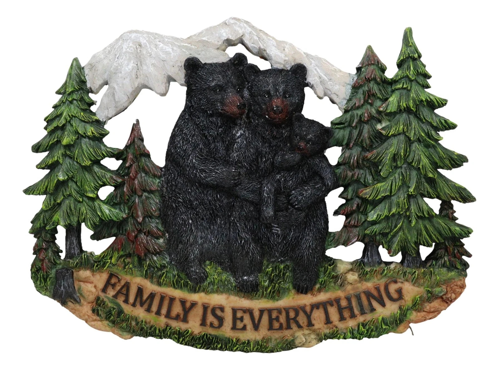 Black Bear Papa Mama And Cub Family Is Everything By Pine Tree Forest Wall Decor-1