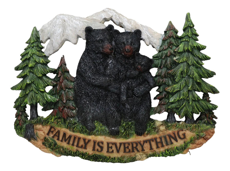 Black Bear Papa Mama And Cub Family Is Everything By Pine Tree Forest Wall Decor-1