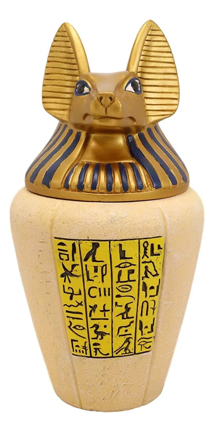 Egyptian God of The Dead Anubis Canopic Jar Statue 10.5"H With Hieroglyphs Decor-5