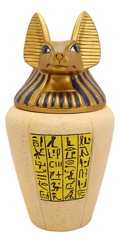 Egyptian God of The Dead Anubis Canopic Jar Statue 10.5"H With Hieroglyphs Decor-5