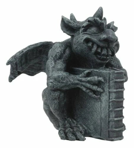 Gothic Guardian Of Bibliography Horned Gargoyle Statue 4.5"Tall Crazy Bookworm-5