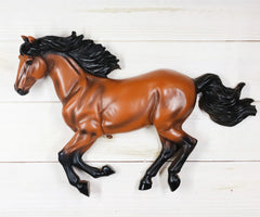 Western Running Brown Chestnut Horse Wall Decor Sculpture 15.5" Wide-1