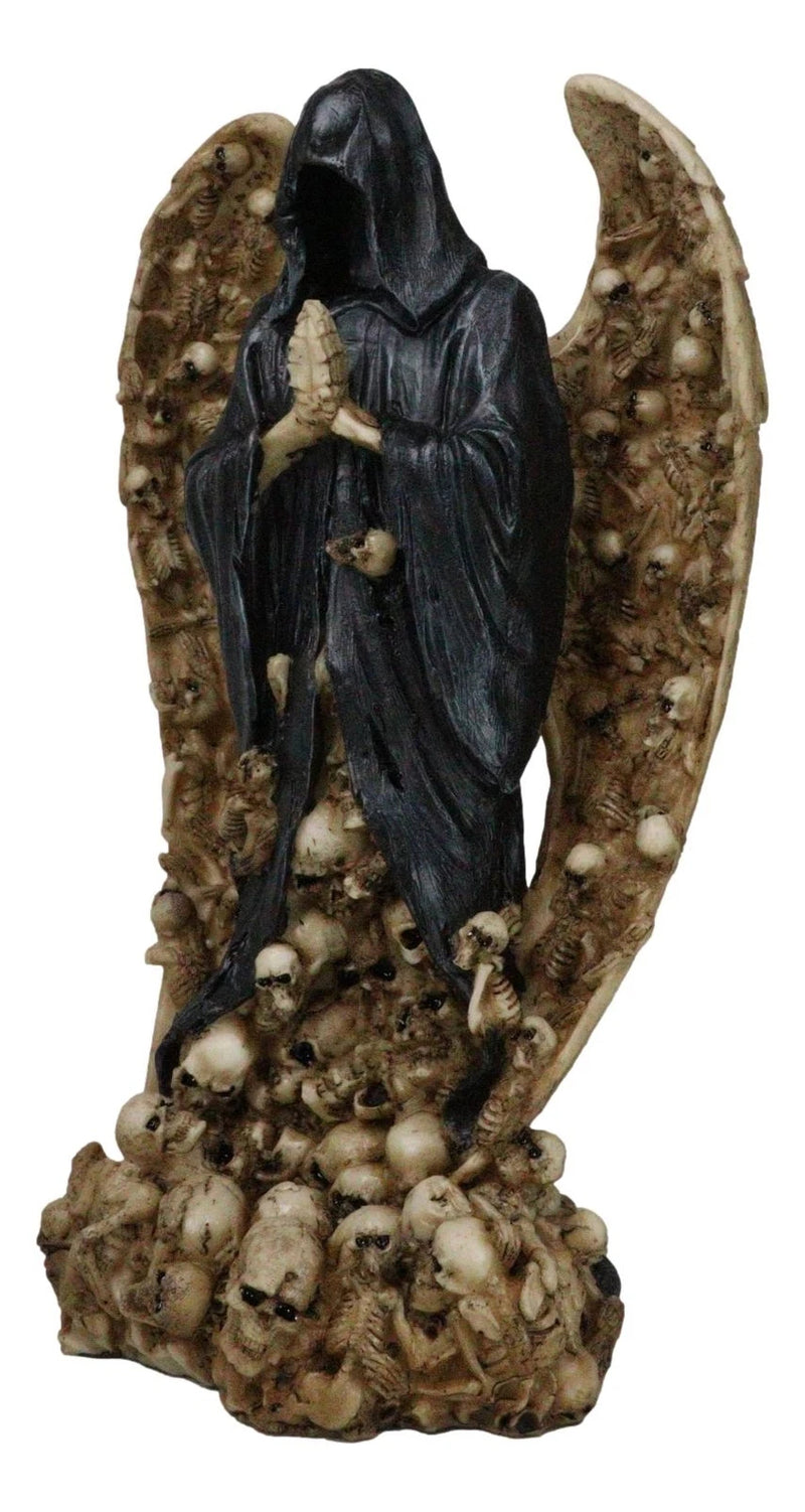 Gothic Death Prayer Grim Reaper Skeleton With Ossuary Skulls Wings Figurine-9