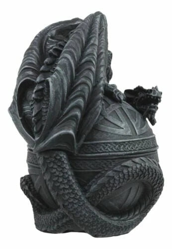 Bone Collector Celtic Druid Dragon Sitting On Gyrosphere Orb Jewelry Trinket Box-6