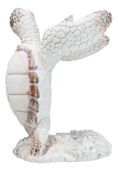 Nautical Marine Distressed Antique White Sea Turtle Wine Bottle Holder Figurine-8