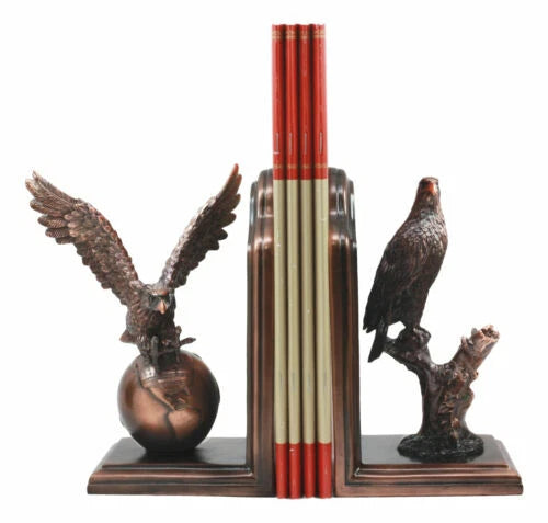 Wings of Glory American Bald Eagle Bookends Pair Bronze Electroplated Figurine-6