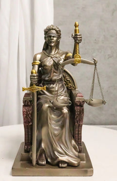 Seated Lady Justice Statue 8"Tall Greek Goddess La Justica Dike Figurine-1