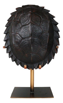Large Nautical Marine Jagged Shell Faux Sea Turtle Sculpture With Pole Stand-9