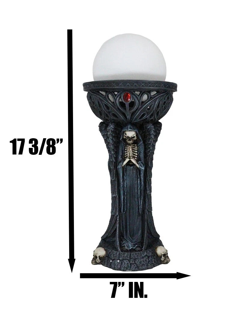 Lámpara de mesa escultural con esqueleto siniestro de la Parca, iluminación espantosa-9