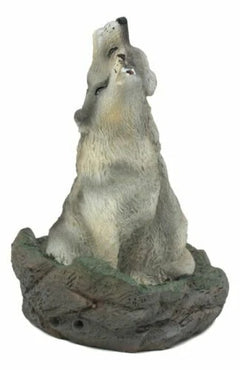 Howling Twin Gray Wolves Incense Burner Figurine 5.5 Inch Tall-7