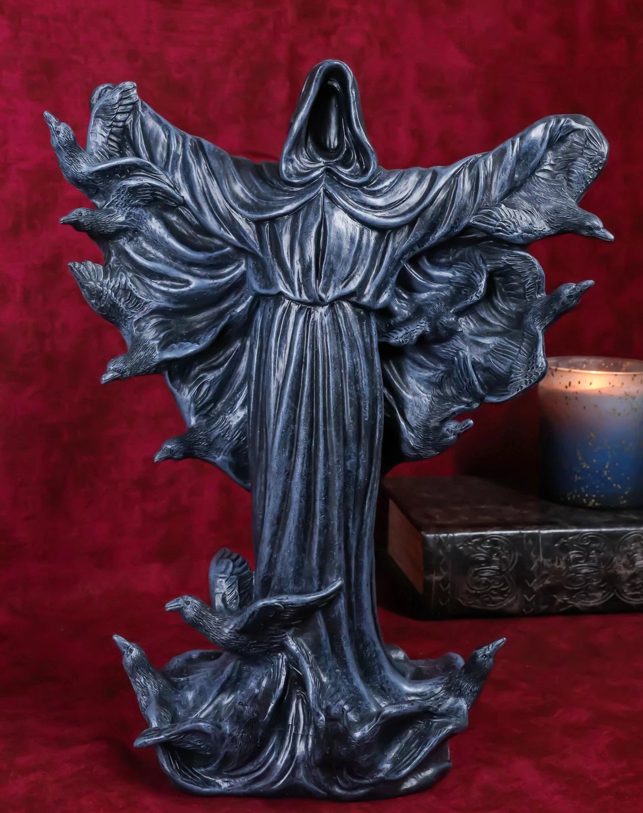 The Dark Lord Boogeyman Black Death Grim Reaper With Raven Crows Figurine-1