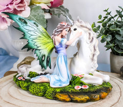 Beautiful Fae Goddess Fairy Princess With Rare Unicorn Friend Statue Magic Decor-1