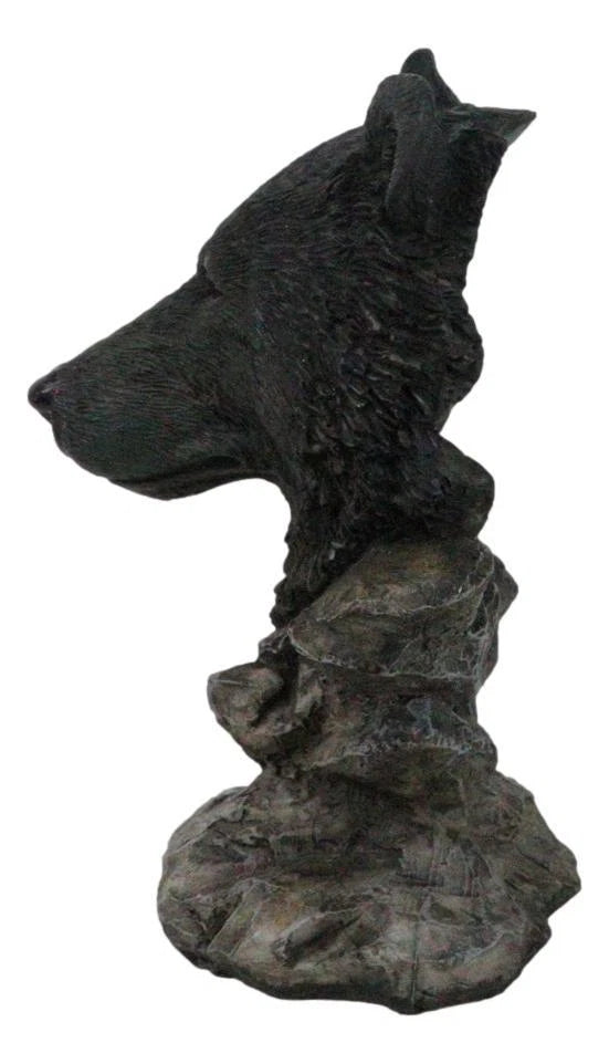 Busto de oso negro de bosque rústico occidental con soporte de estepas rocosas-8
