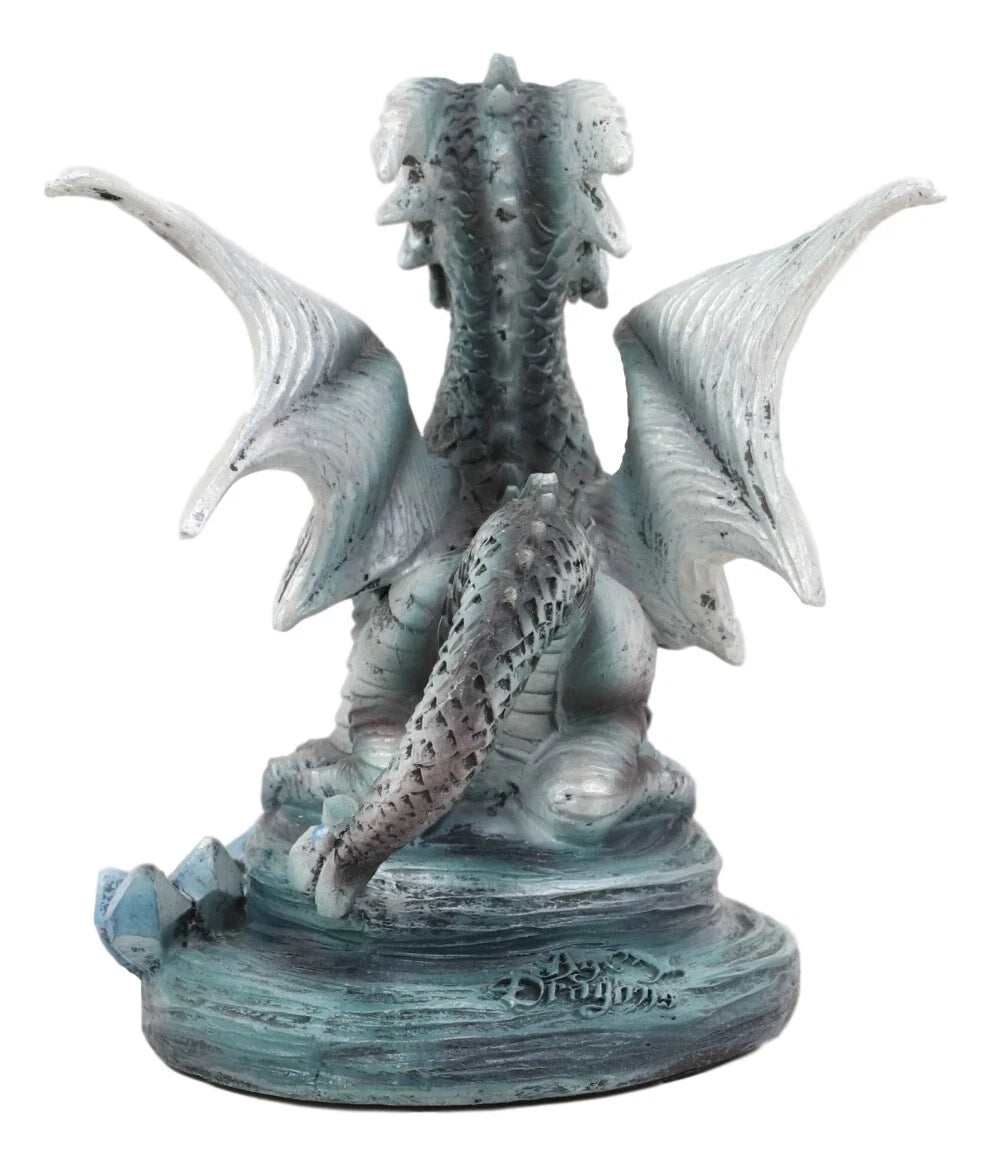 Anne Stokes Fantasy Silverback Baby Wyrmling And Adult Rock Dragon Statues Set-9