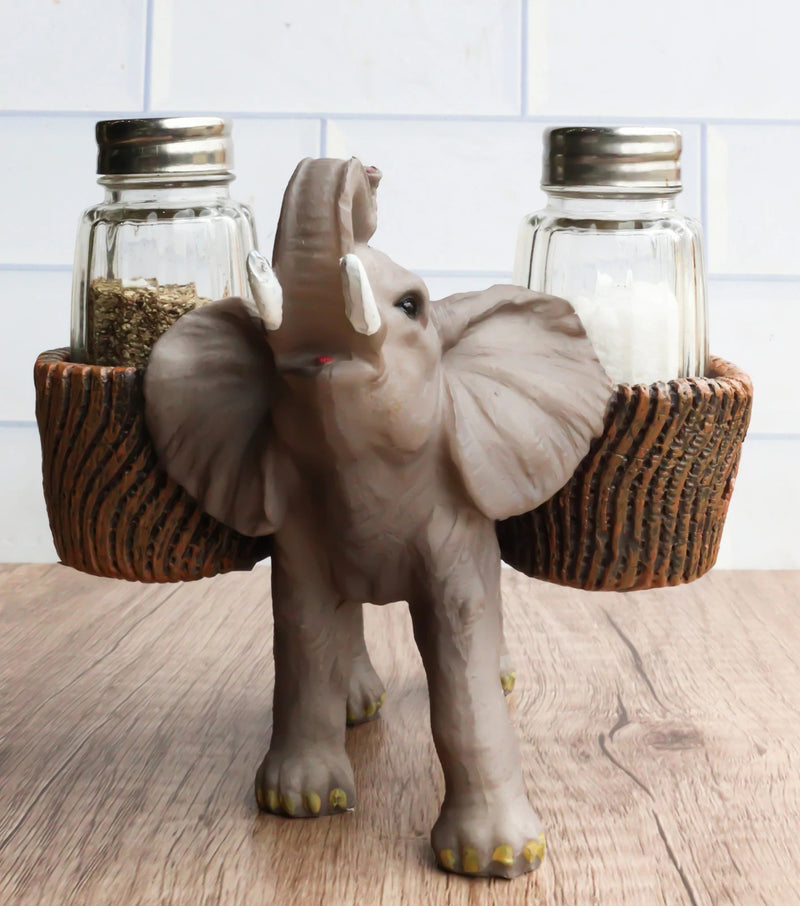 Juego de salero y pimentero de cristal con forma de elefante trompetero de Savanna Calls-8