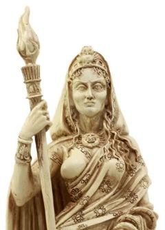 Ivory Hecate Statue Greek Goddess Hekate with She-Dogs Figurine 10.75" H-7