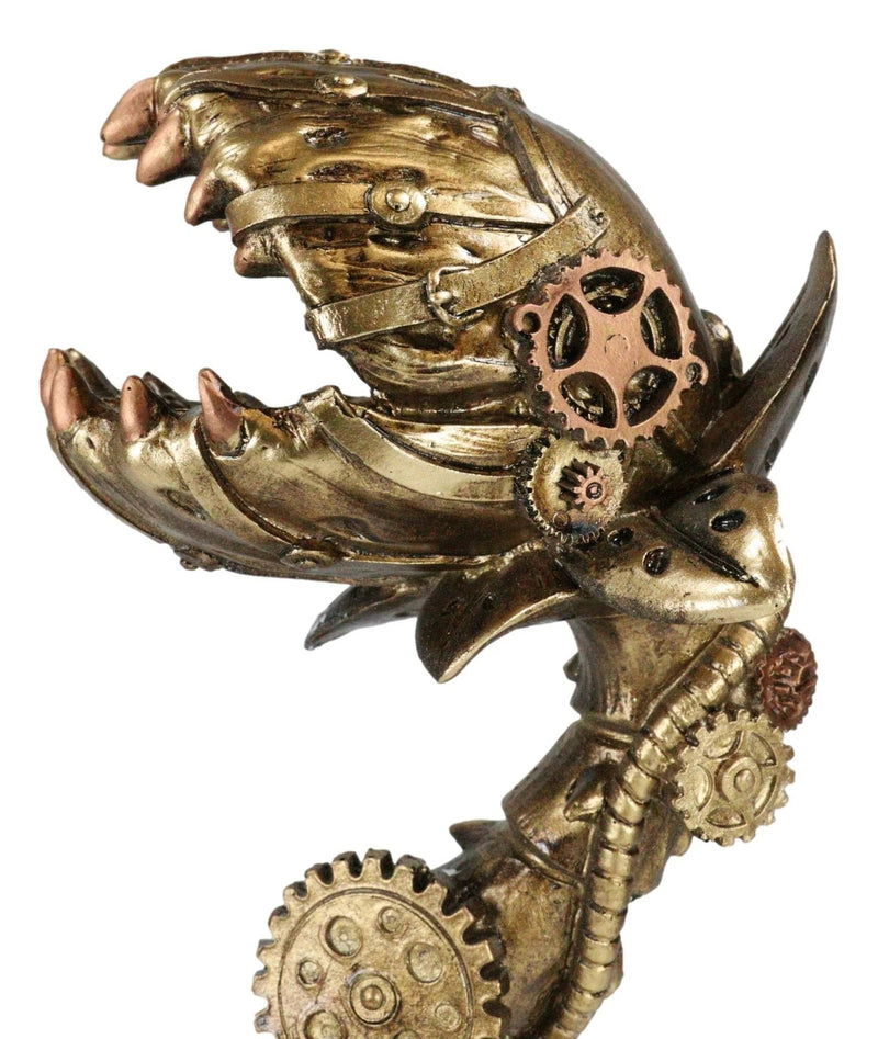 Geared Clockwork Vintage Steampunk Cyborg Venus Flytrap Plant In Pot Figurine-8