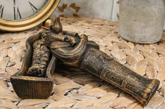 Egyptian Sarcophagus Box with Mummy Figurine 5.25" L-7