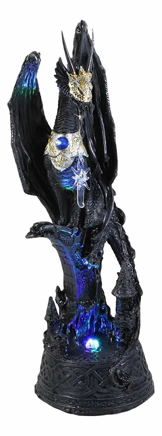 Guard Golden Axe Legendary Dragon Warrior Figurine With LED Crystal Lamp-10