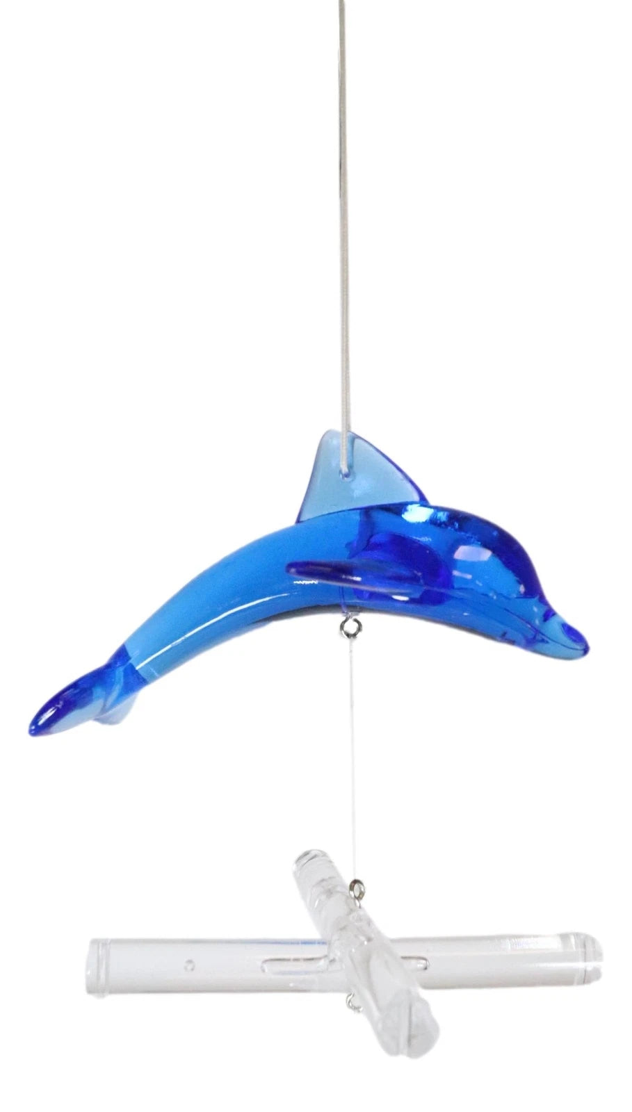 Nautical Marine Blue Swimming Dolphin Acrylic Glass Wind Chime 22"L Sea Dolphins-10