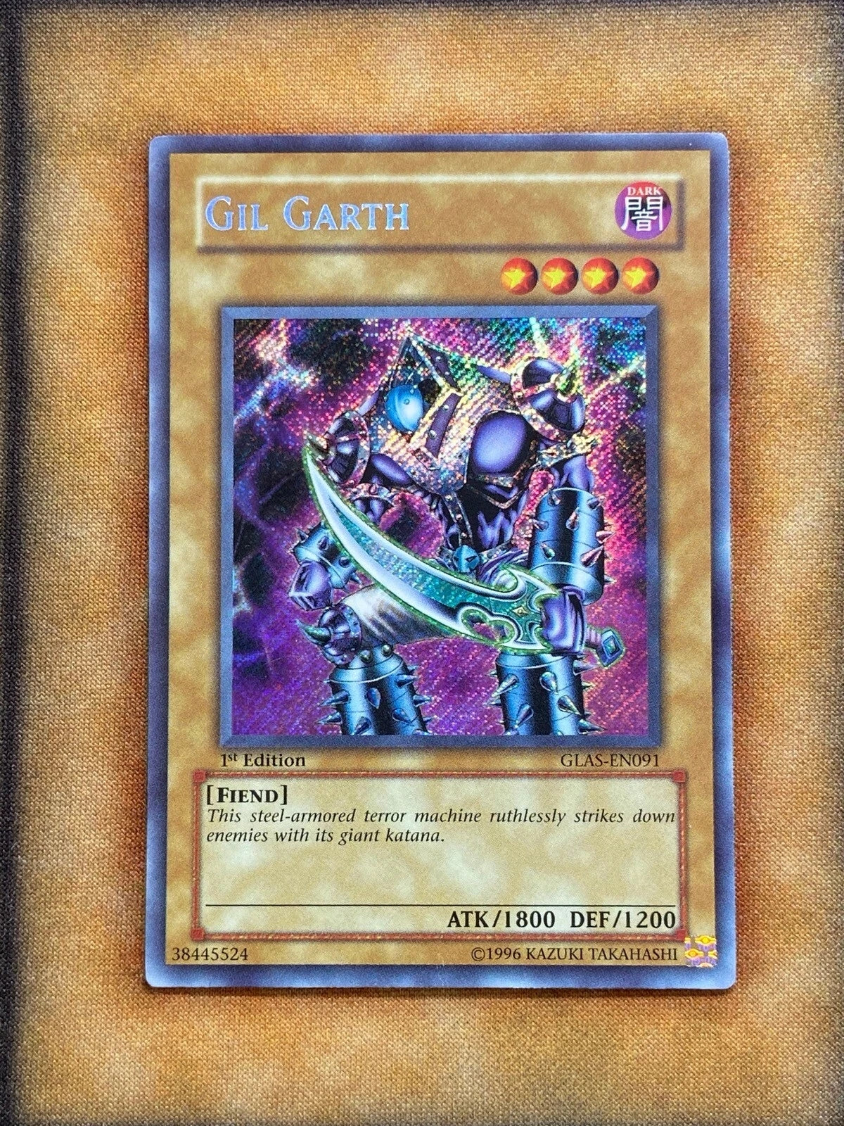 Yugioh Gil Garth GLAS-EN091 Secret Rare 1st Ed North American Print LP-1