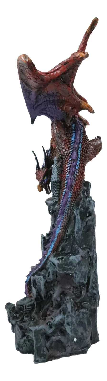 Guardian Dragon Protecting Castle with Precious Stone Collectible Figurine 12"H-7
