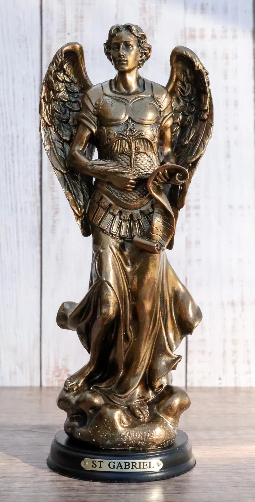 Byzantine Catholic Church Archangel Gabriel With Sacred Scroll Statue 8"Tall