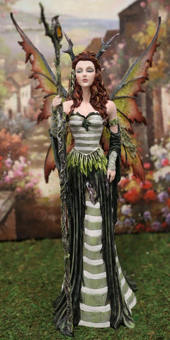 Greenwoman Dryad Fairy with Merlin's Staff Statue 19" Tall Amy Brown Fae-1