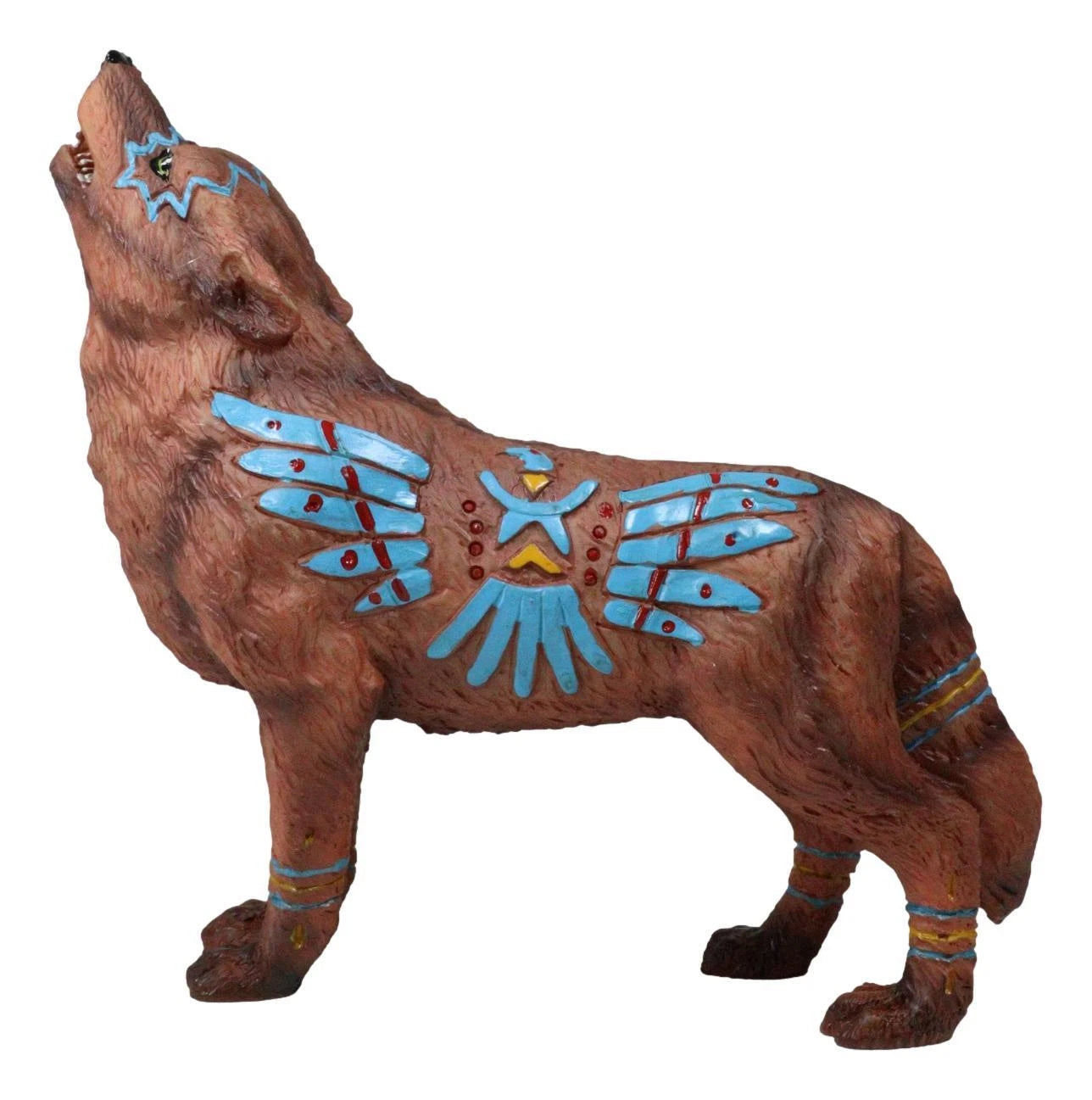 Eagle Vision Native Tribal Howling Wolf Totem Spirit Figurine Collection 6.25"L-9