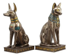 Egyptian Statue Set, Bastet & Anubis Sitting Figurines 2-Piece for Home Decor, Desk, Shelf, Mantle, Office, Ancient Egyptian Gods Sculpture, Collectible Gift-8