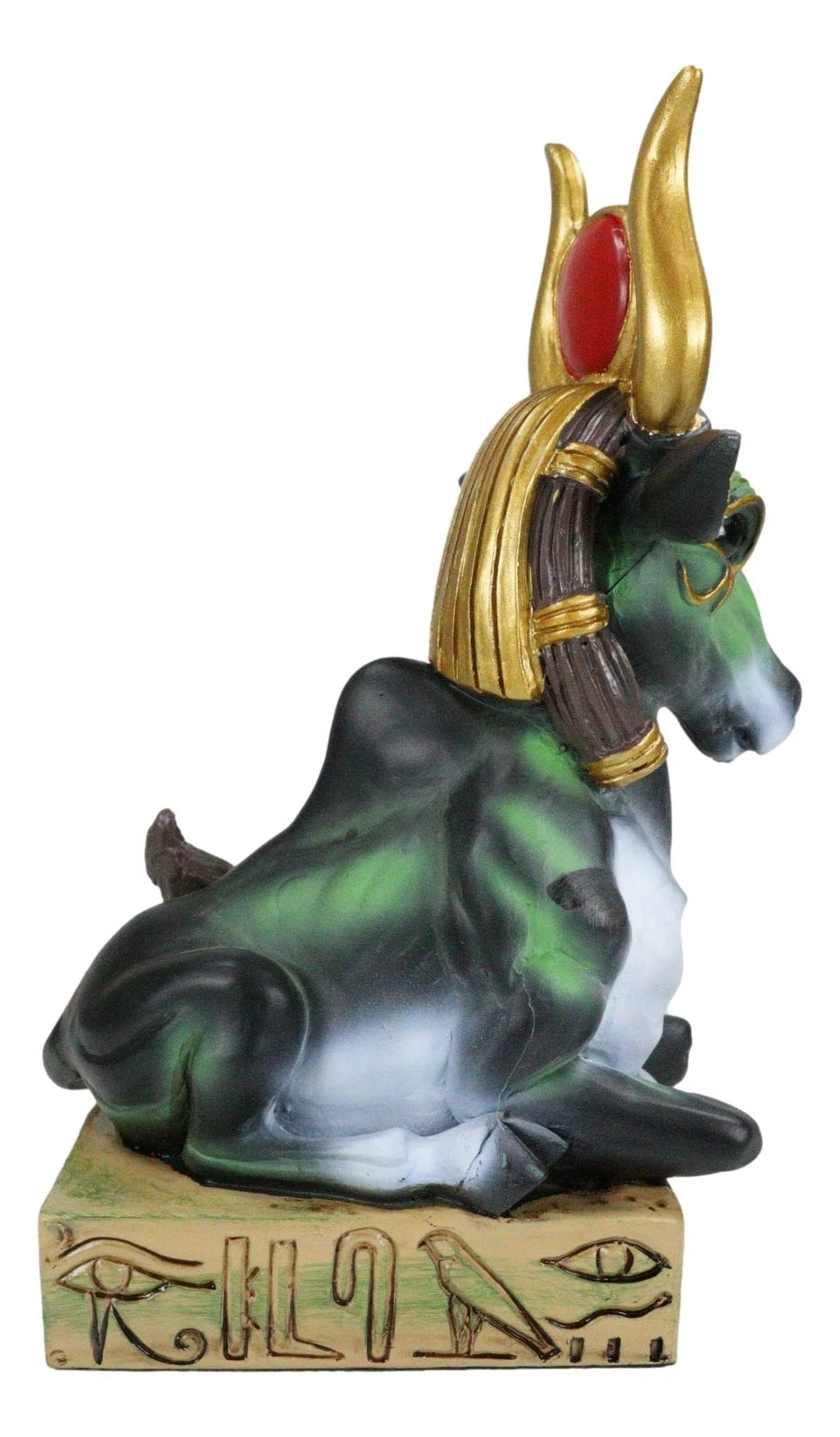 Egyptian Goddess Of Love Hathor Ra Cow Sitting On Hieroglyphic Base Figurine-8