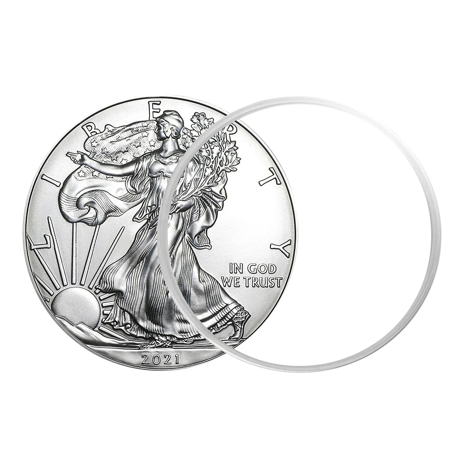 Moneda American Silver Eagle de $1 de 2021 con soporte AirTite, brillante, sin circular-4