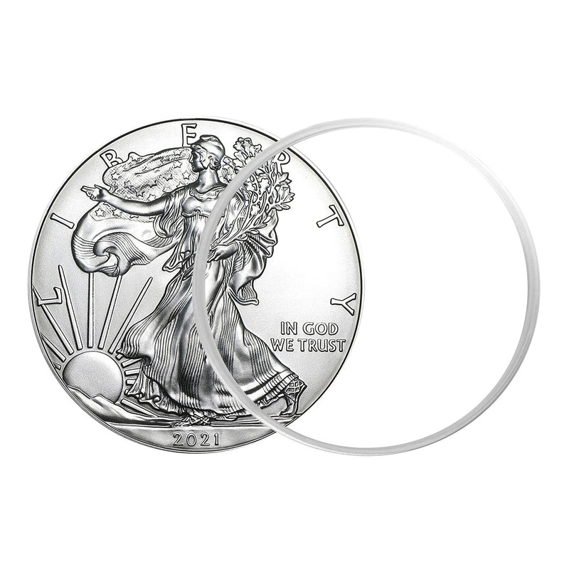 Moneda American Silver Eagle de $1 de 2021 con soporte AirTite, brillante, sin circular-4