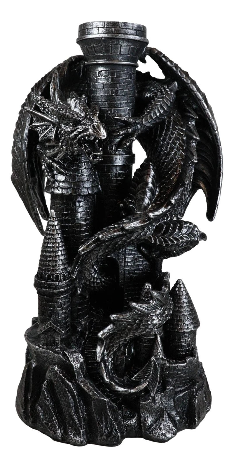 Mystical Rocky Top Castle Dungeon Guardian Dragon Solar LED Light Lantern Statue-9
