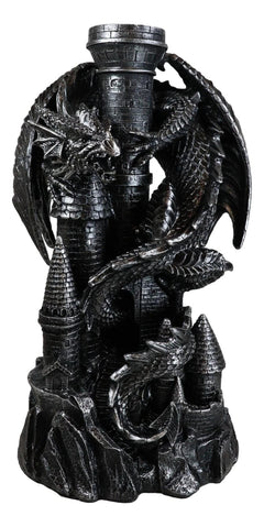 Mystical Rocky Top Castle Dungeon Guardian Dragon Solar LED Light Lantern Statue-9