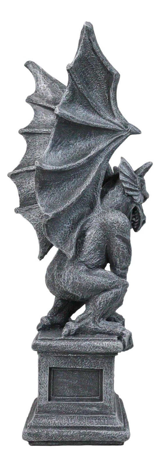 Griffin Statue, 17" Large Gothic Crouching Wise Old Gargoyle Figurine on Pedestal, Fantasy Home Decor for Garden, Mantle, Patio, or Bookshelf Display-7