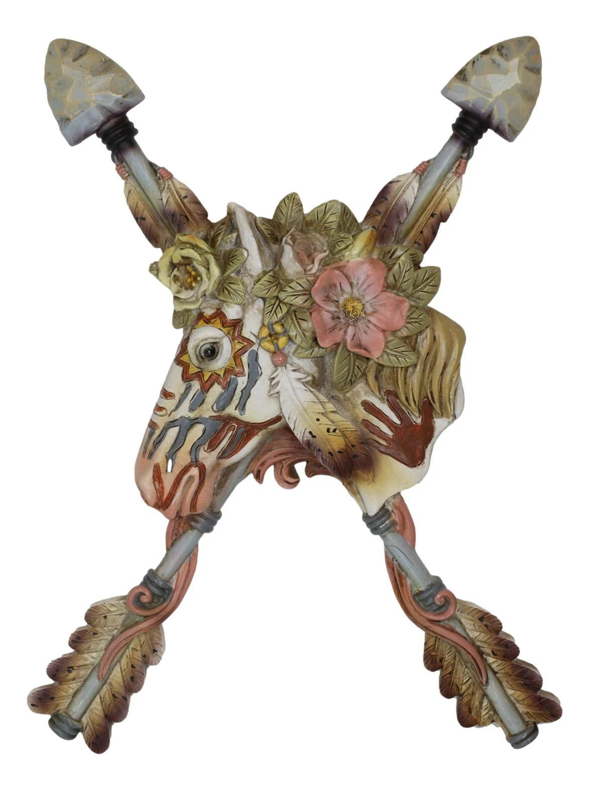 Set of 2 Western Floral Blooms Cow Skull & Horse With Crossed Arrows Wall Decor-9
