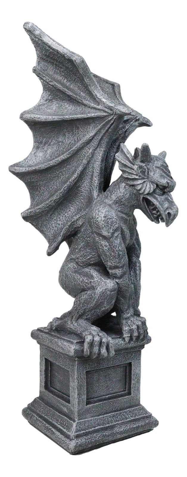Griffin Statue, 17" Large Gothic Crouching Wise Old Gargoyle Figurine on Pedestal, Fantasy Home Decor for Garden, Mantle, Patio, or Bookshelf Display-8