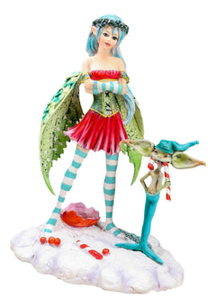 Amy Brown Christmas Fairy And Candy Cane Gremlin Naughty List Collectible Statue-2